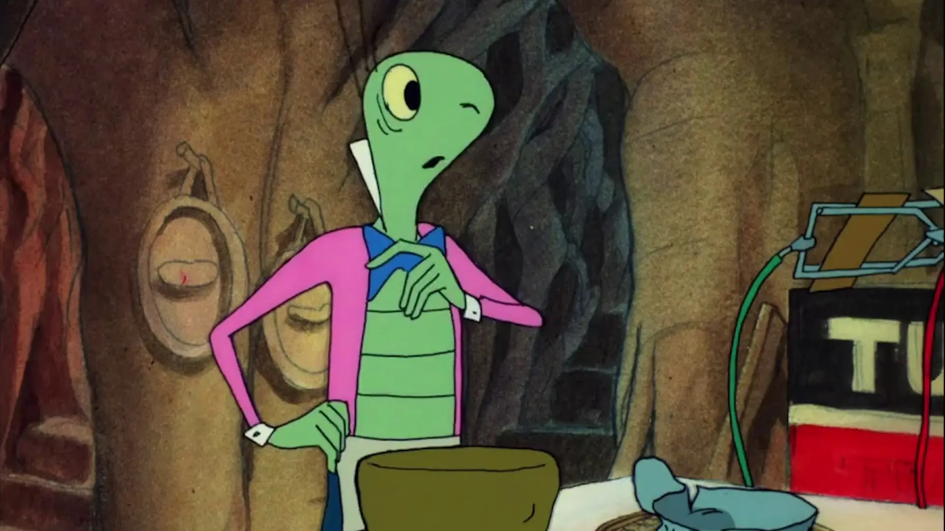 Beskrivende bilde relatert til innholdet i filmen "Sirre Strikk og Padde Ball"