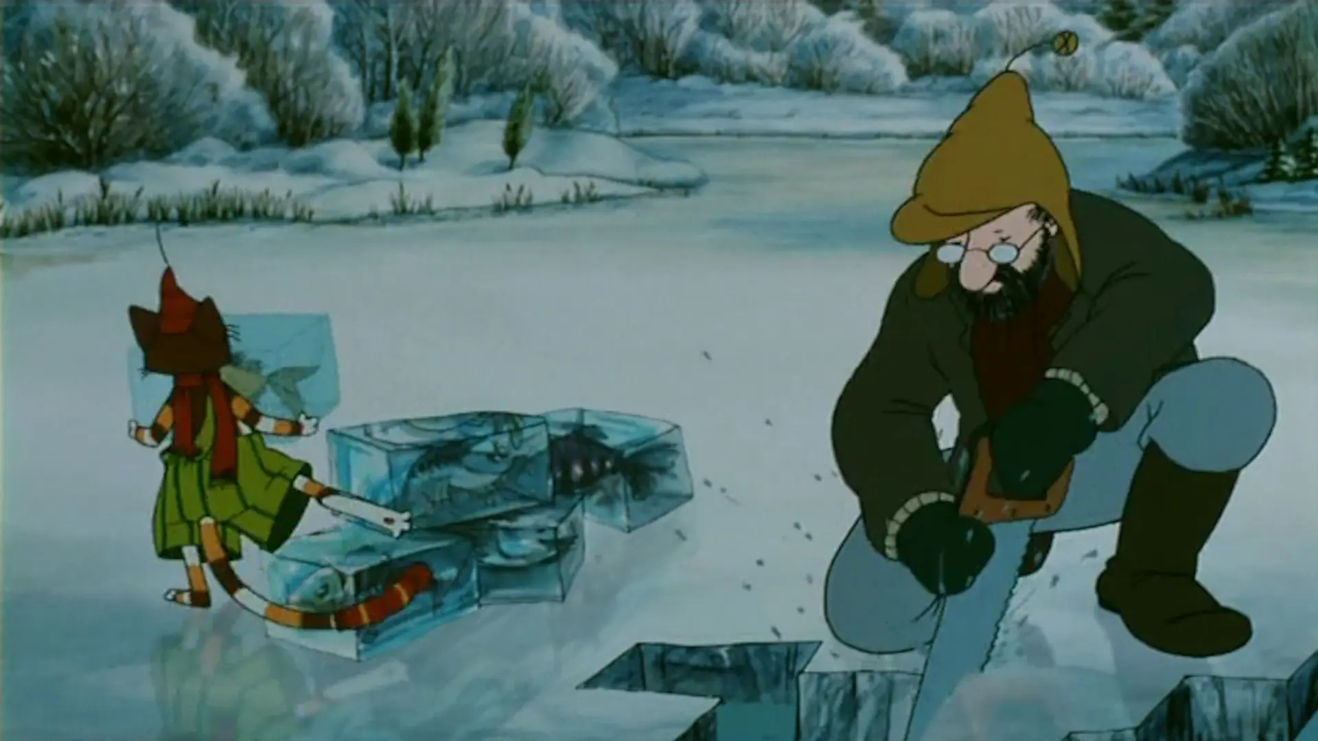 Beskrivende bilde relatert til innholdet i filmen "Gubben & Katten: Et år med Pettersen og Findus"