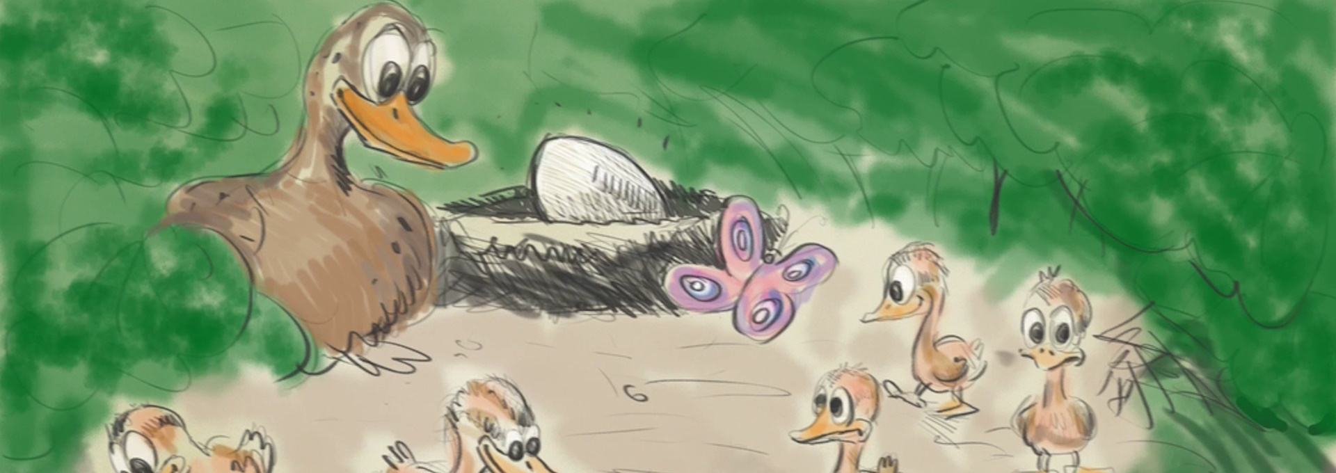 Beskrivende bilde relatert til innholdet i filmen "H.C.Andersens eventyr - Den stygge andungen"