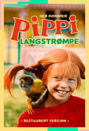 Her kommer Pippi Langstrømpe filmplakat